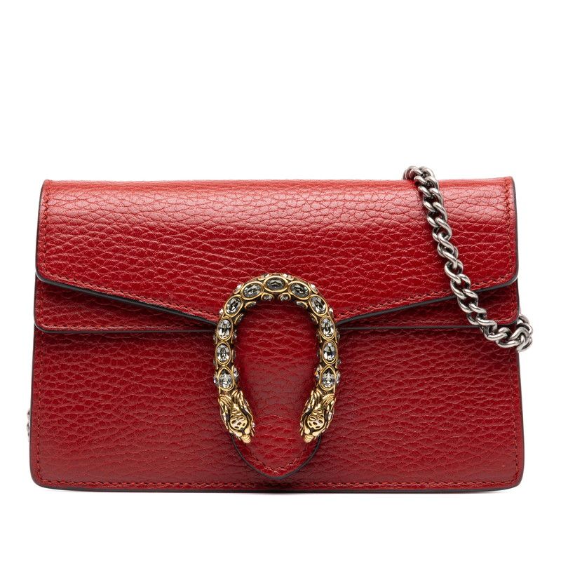 Gucci Dionysus Crossbody Chain Shoulder Bag Red Leather