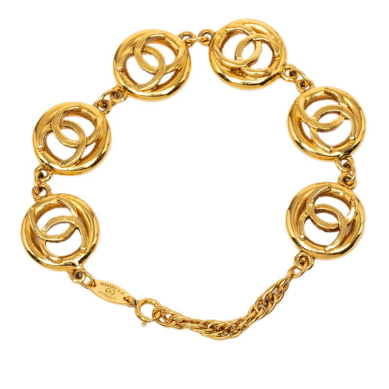 Chanel CC Logo Vintage Chain Bracelet Gold Plated — view 3