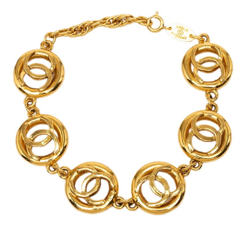 Chanel CC Logo Vintage Chain Bracelet Gold Plated