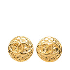 Chanel CC Logo Round Earrings 24 Gold Plated