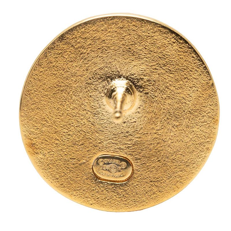 Chanel CC Logo Round Earrings 24 Gold Plated — view 3