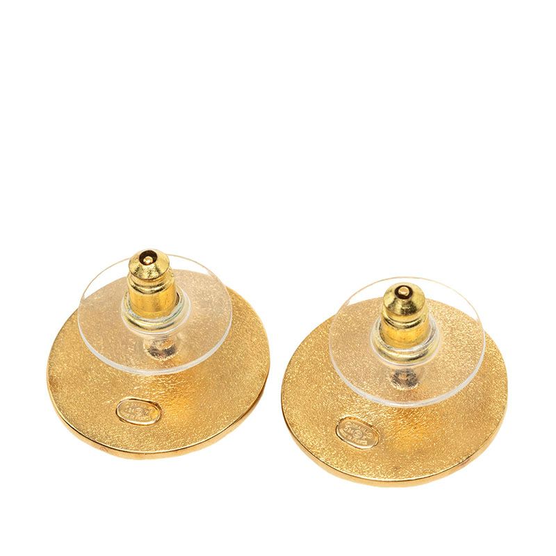 Chanel CC Logo Round Earrings 24 Gold Plated — view 2