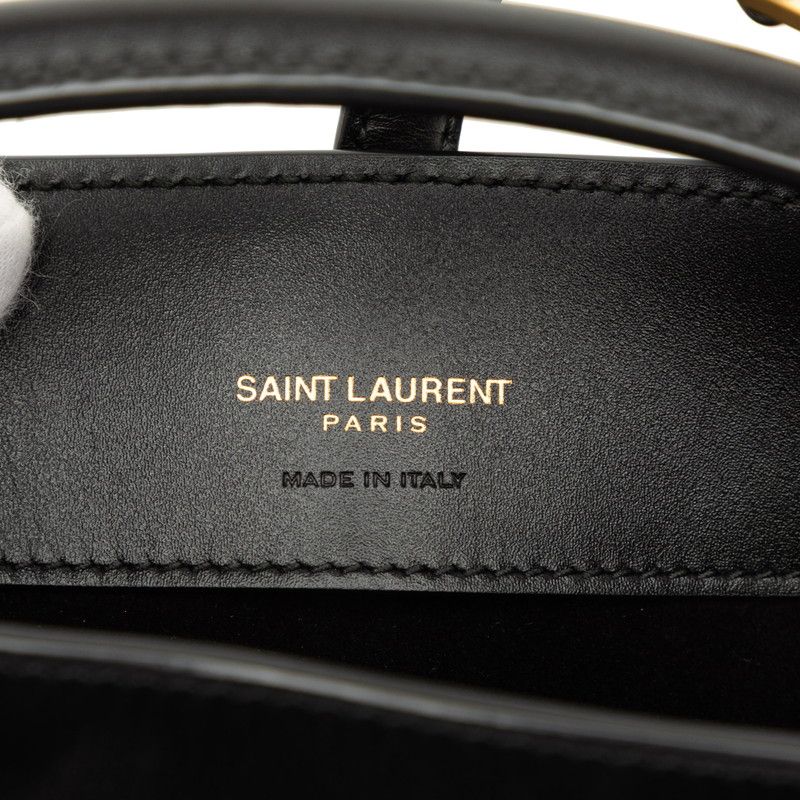 Saint Laurent le 37 Mini YSL Logo 2-Way Shoulder Bag Black Gold Leather — view 5