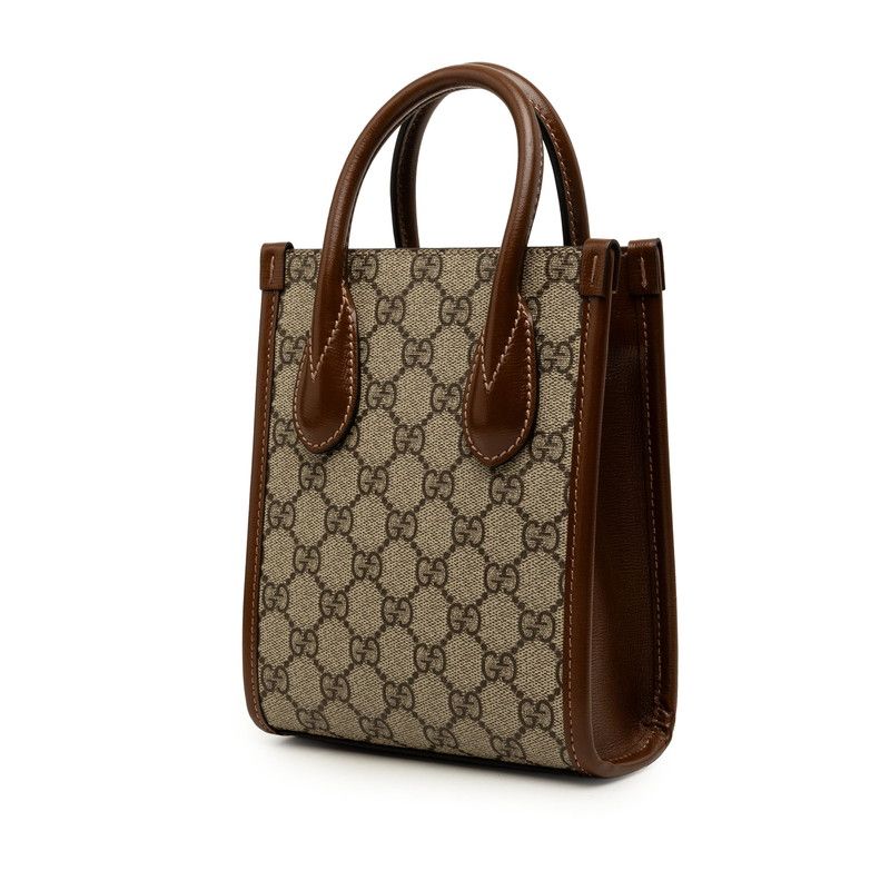 Gucci Interlocking G GG Supreme Mini Shoulder Bag 2-Way Beige Leather — view 2