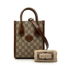 Gucci Interlocking G GG Supreme Mini Shoulder Bag 2-Way Beige Leather — view 7