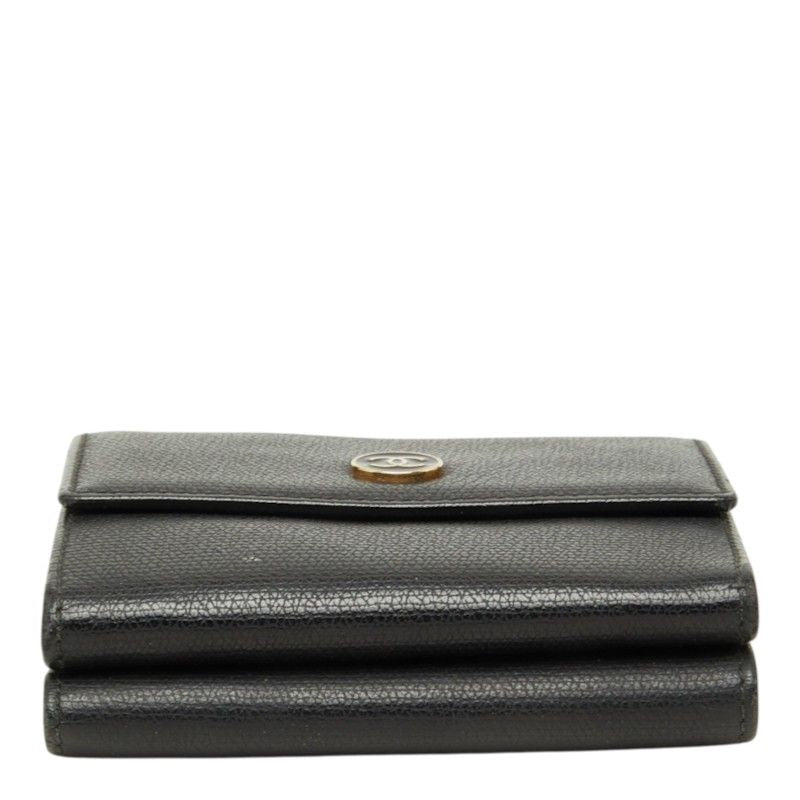 Chanel CC Logo Bifold Wallet Black Gold Leather — view 3
