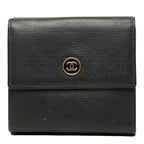 Chanel CC Logo Bifold Wallet Black Gold Leather