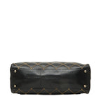 Chanel CC Logo Wild Stitch Handbag Black Gold Leather — view 3