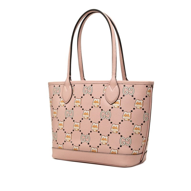Gucci Pikarar Kawaii GG Animal Print Tote Bag Pink Leather — view 2
