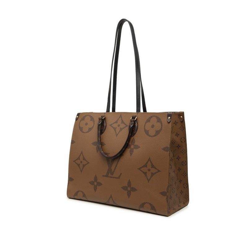 Louis Vuitton Monogram Reverse On The Go GM 2-Way Shoulder Bag Brown Leather — view 2