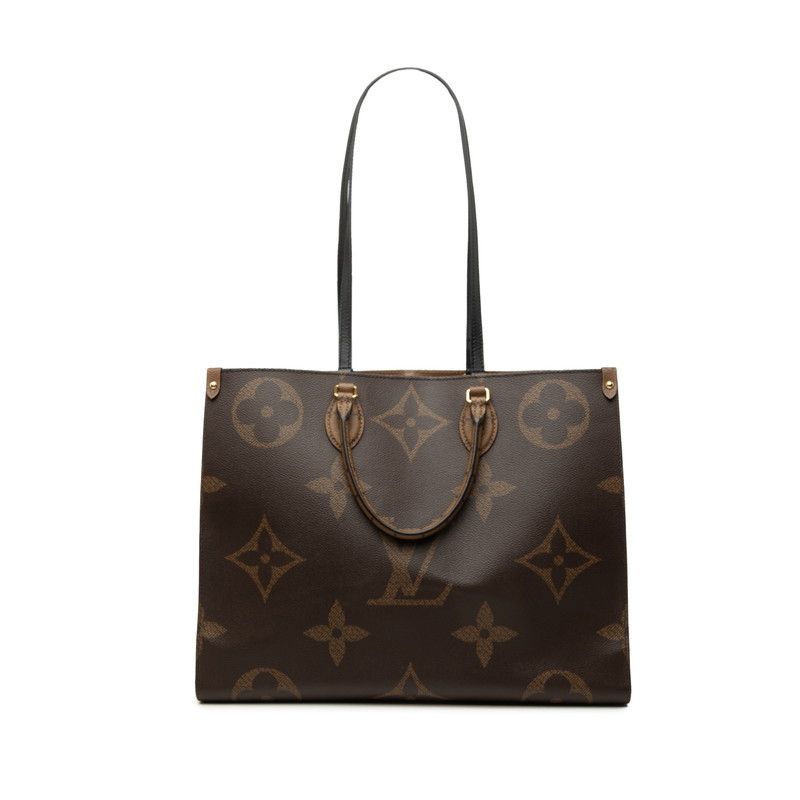 Louis Vuitton Monogram Reverse On The Go GM 2-Way Shoulder Bag Brown Leather