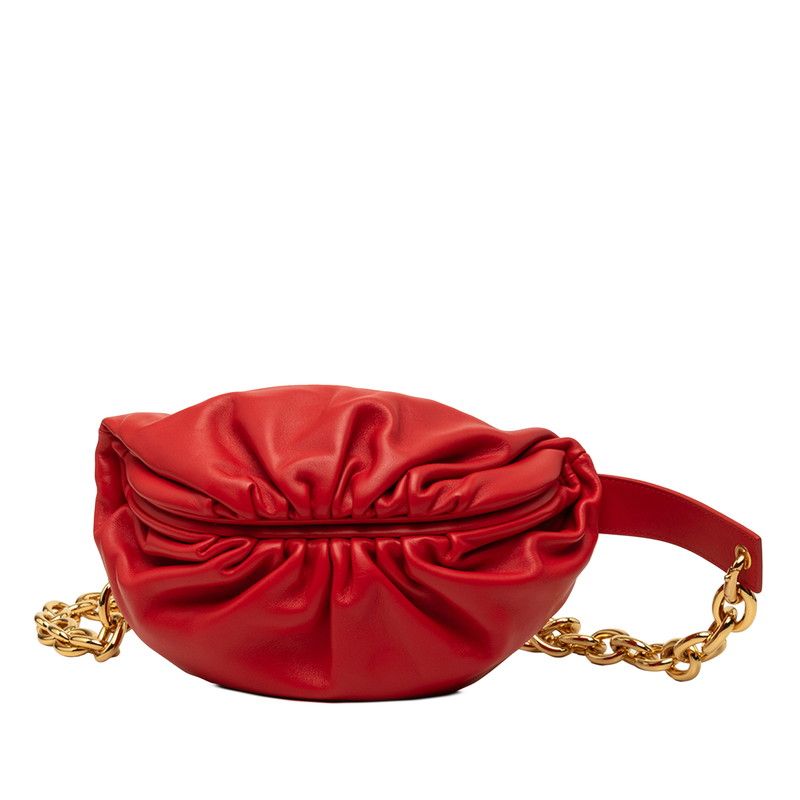 Bottega Veneta the Chain Pouch Shoulder Bag Red Leather