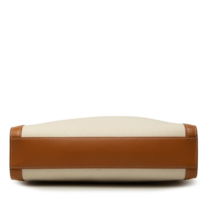 Celine Vertical Cabas Small 2-Way Shoulder Bag Ivory Brown Cotton Leather — view 3