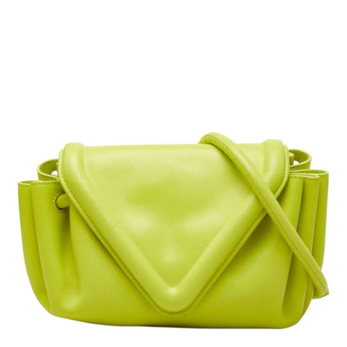 Bottega Veneta Beak Small Triangle Flap Crossbody Shoulder Bag Yellow Green