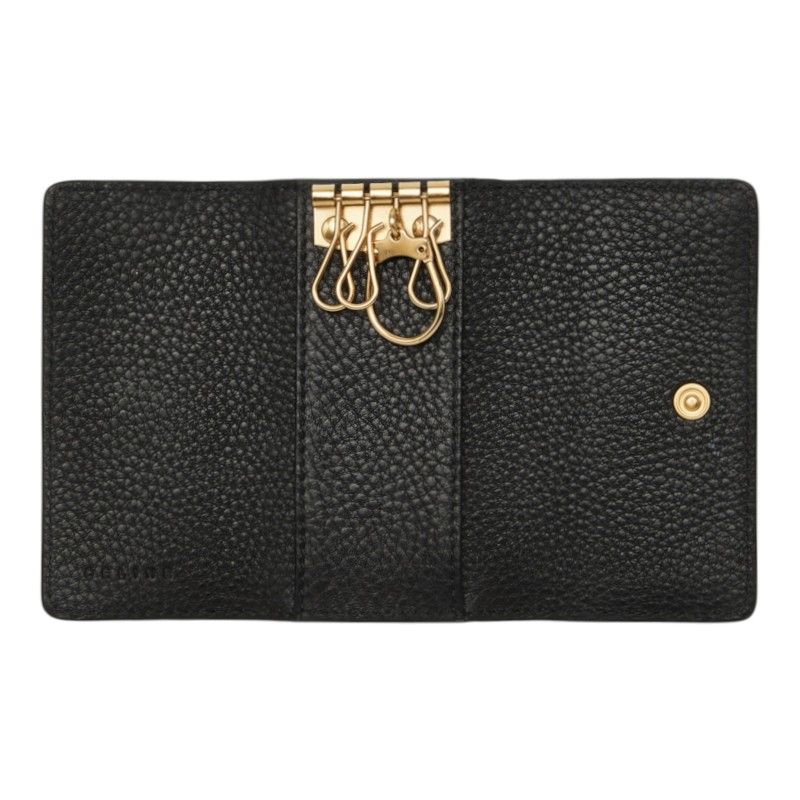 Celine Triomphe Key Case Black Gold Leather Key Holder — view 6