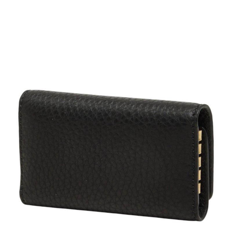 Celine Triomphe Key Case Black Gold Leather Key Holder — view 2