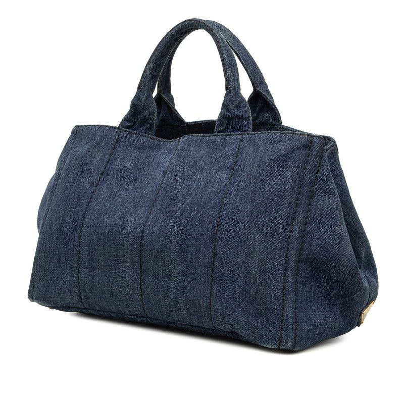 Prada Canapa 2-Way Crossbody Shoulder Bag Blue Denim — view 2