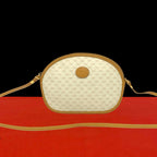 Gucci Vintage Micro GG Logo Leather Mini Shoulder Bag Pochette Ivory Camel