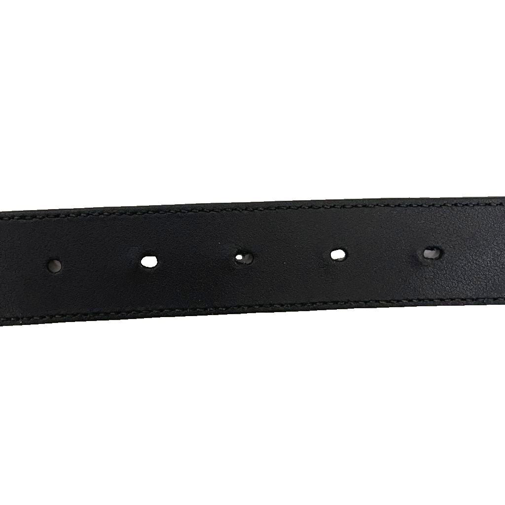 Gucci Double G Buckle Leather Belt Eyelet Black Gold — view 6