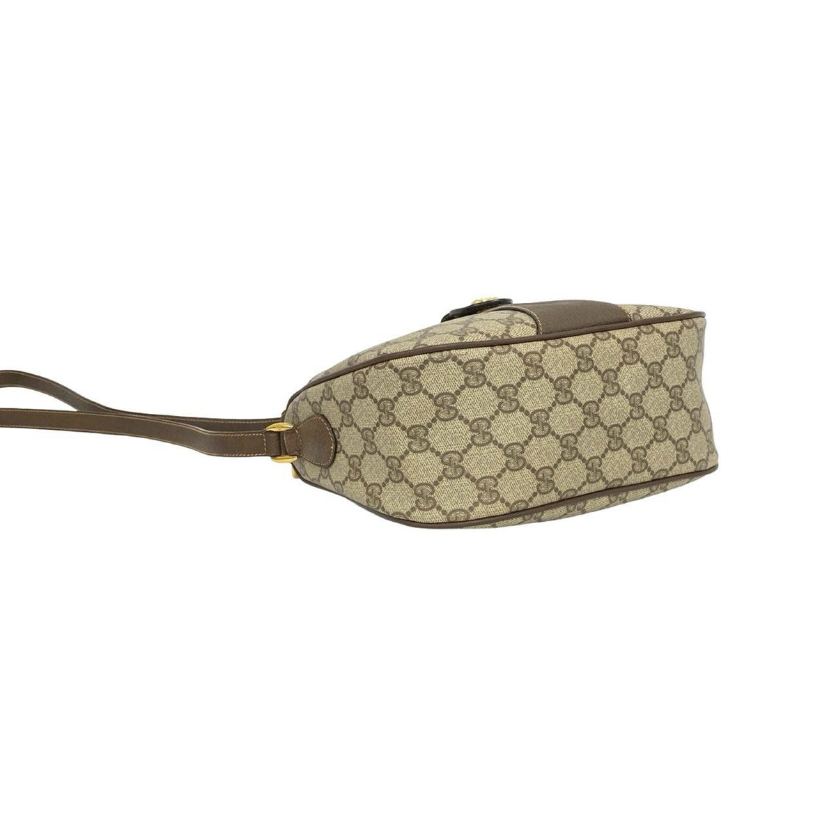 Gucci Vintage Sherry Line GG Logo Leather Shoulder Bag Pochette Brown — view 7