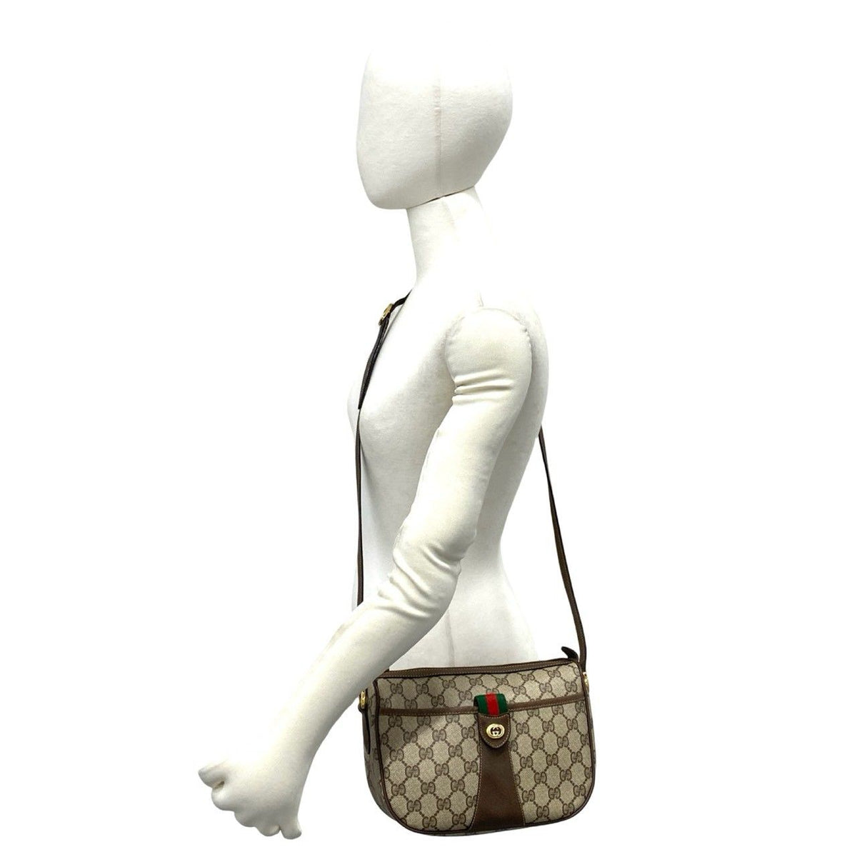 Gucci Vintage Sherry Line GG Logo Leather Shoulder Bag Pochette Brown — view 2