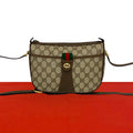 Gucci Vintage Sherry Line GG Logo Leather Shoulder Bag Pochette Brown