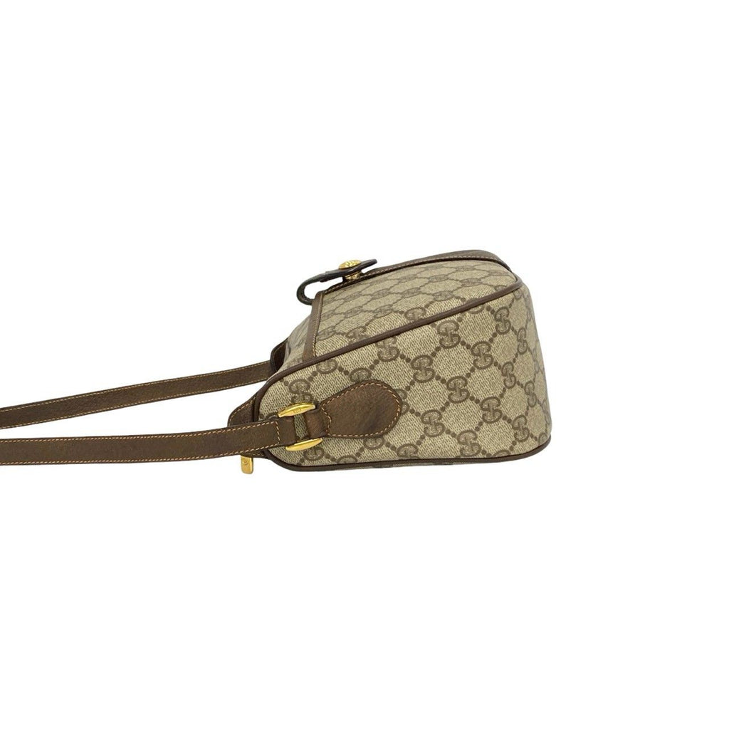 Gucci Vintage Sherry Line GG Logo Leather Shoulder Bag Pochette Brown — view 5