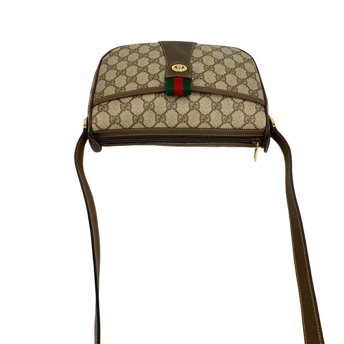 Gucci Vintage Sherry Line GG Logo Leather Shoulder Bag Pochette Brown — view 4