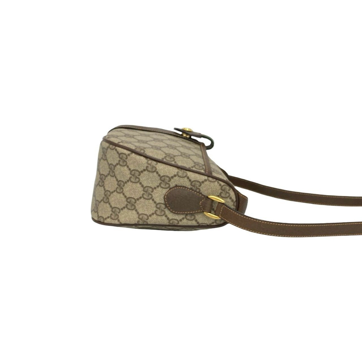 Gucci Vintage Sherry Line GG Logo Leather Shoulder Bag Pochette Brown — view 6