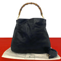 Gucci Vintage Bamboo Leather 2-Way Shoulder Bag Black