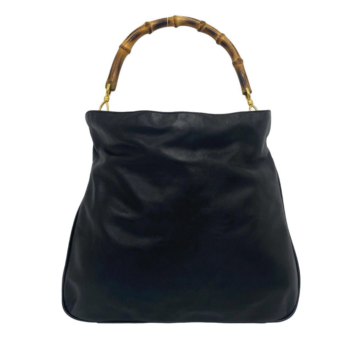 Gucci Vintage Bamboo Leather 2-Way Shoulder Bag Black — view 3