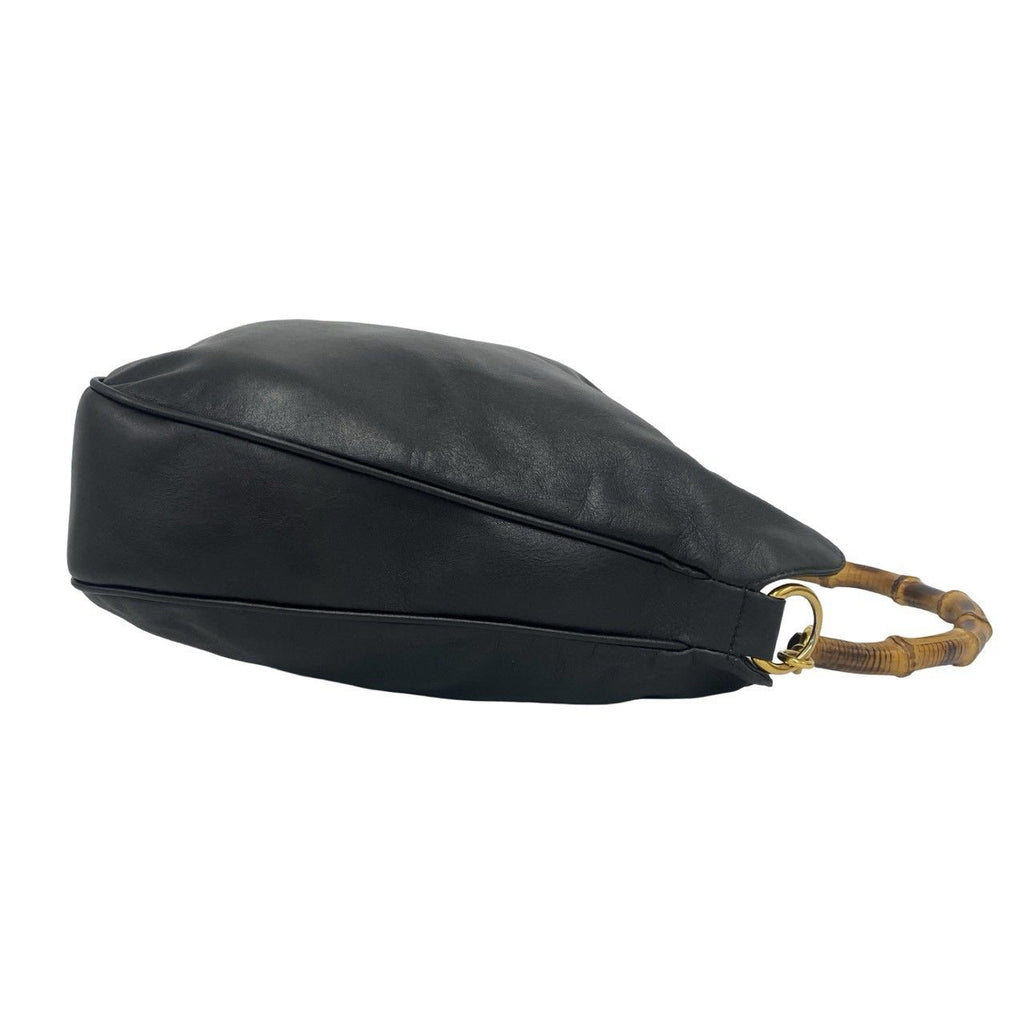 Gucci Vintage Bamboo Leather 2-Way Shoulder Bag Black — view 6