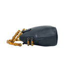 Gucci Vintage Bamboo Leather 2-Way Shoulder Bag Navy — view 5