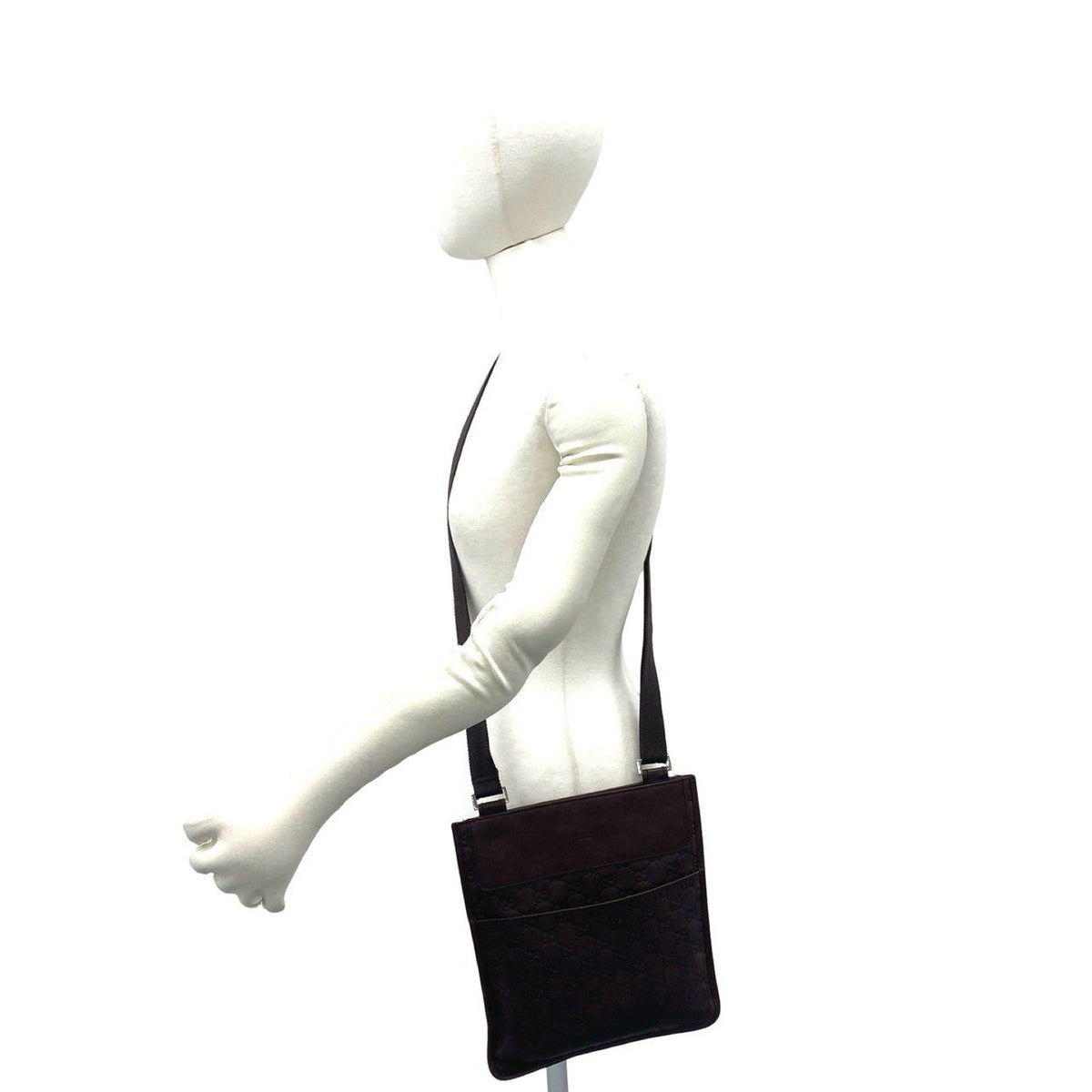 Gucci Guccissima Logo Leather Shoulder Bag Pochette Crossbody Cross Brown — view 2