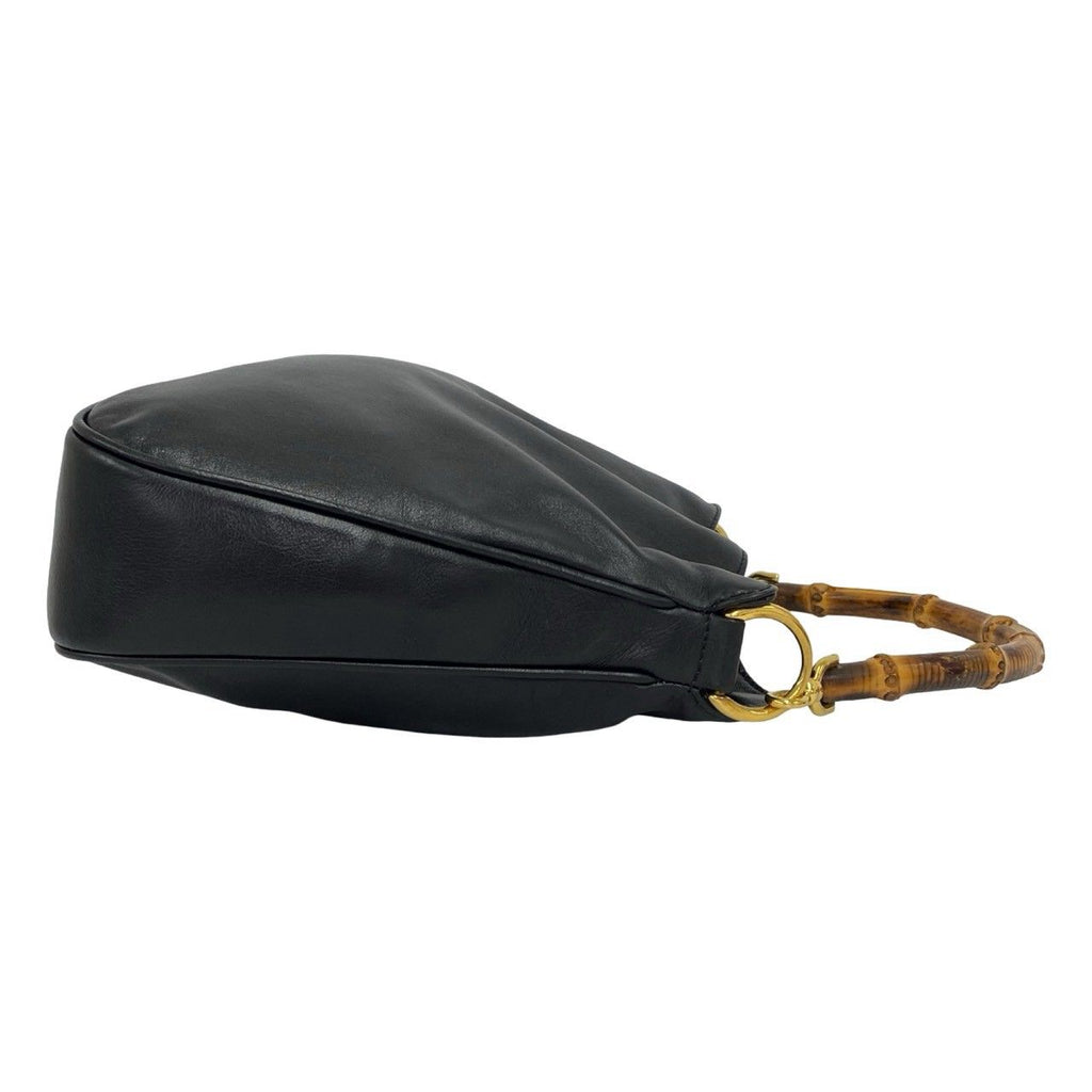 Gucci Vintage Bamboo Leather 2-Way Shoulder Bag Black — view 6