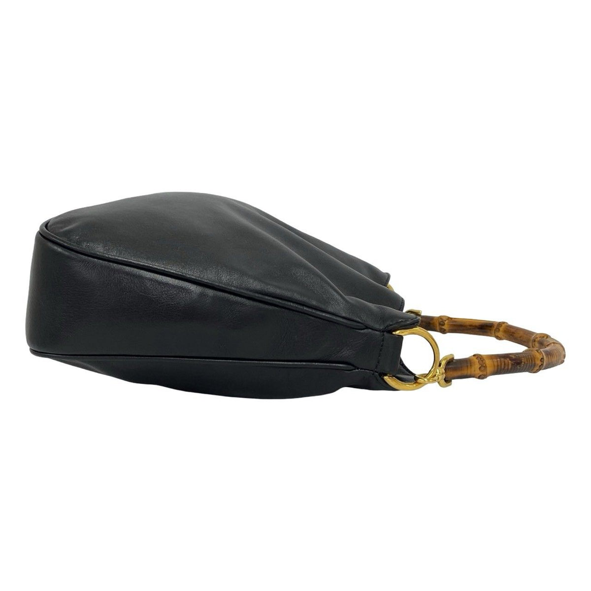 Gucci Vintage Bamboo Leather 2-Way Shoulder Bag Black — view 6
