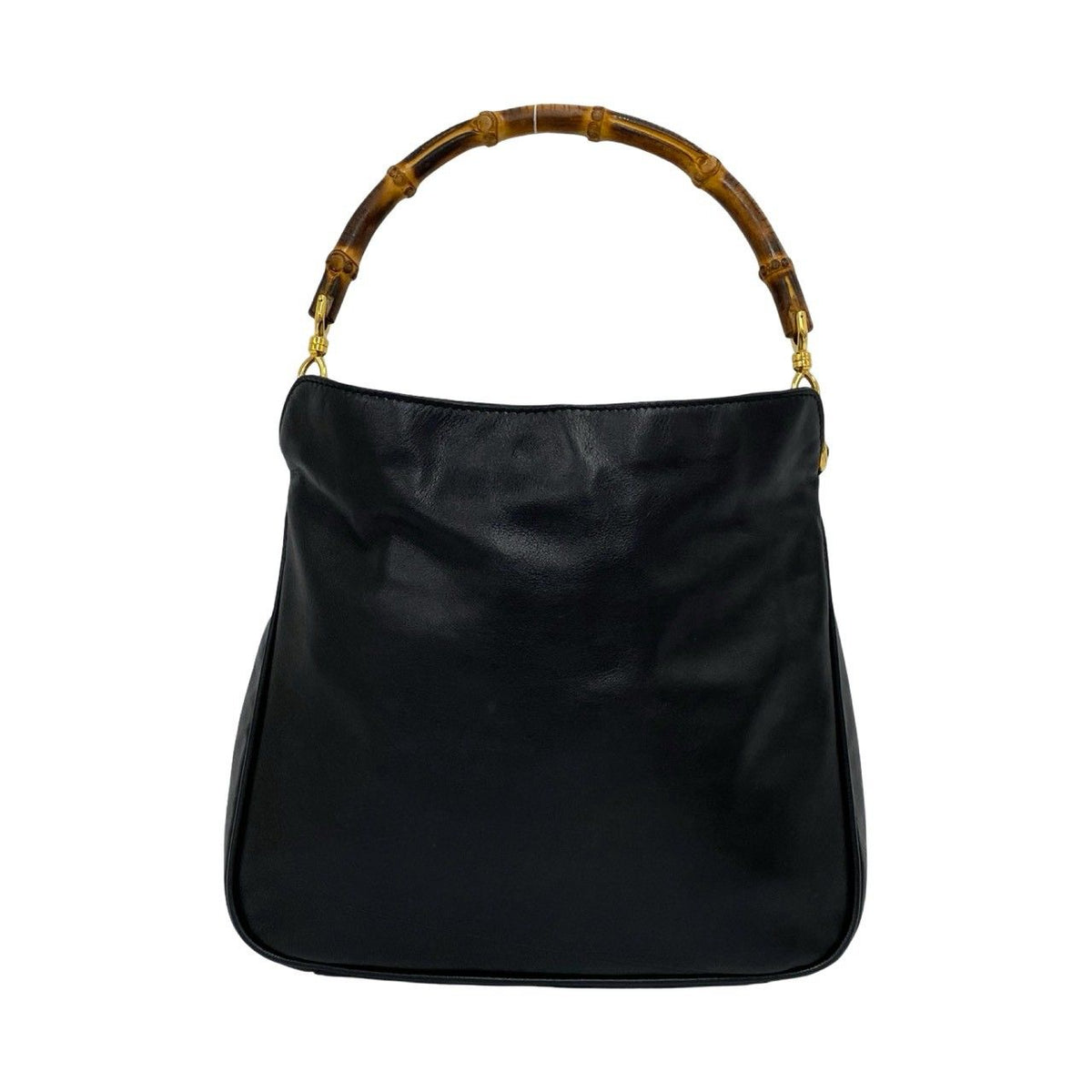 Gucci Vintage Bamboo Leather 2-Way Shoulder Bag Black — view 3