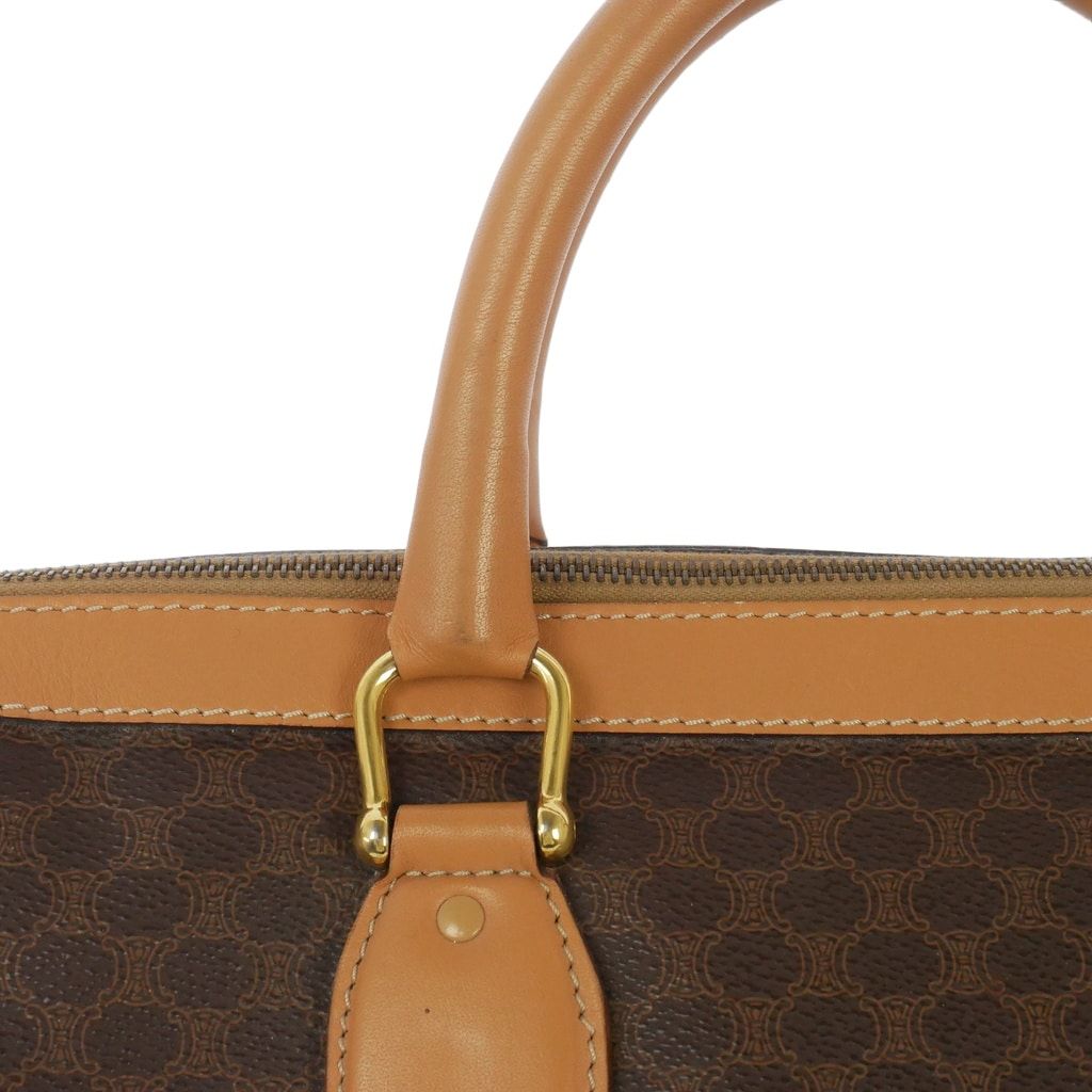 Celine Vintage Macadam Pattern Boston Bag Leather Brown — view 4