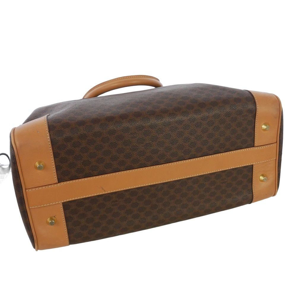 Celine Vintage Macadam Pattern Boston Bag Leather Brown — view 6