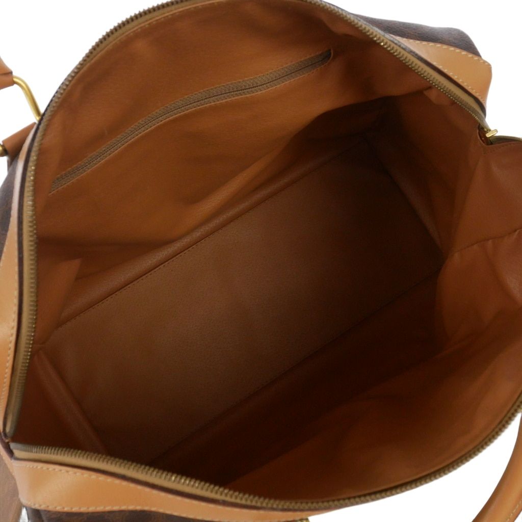 Celine Vintage Macadam Pattern Boston Bag Leather Brown — view 7