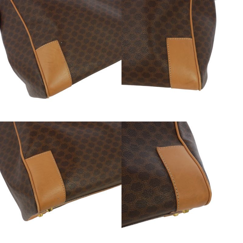 Celine Vintage Macadam Pattern Boston Bag Leather Brown — view 5