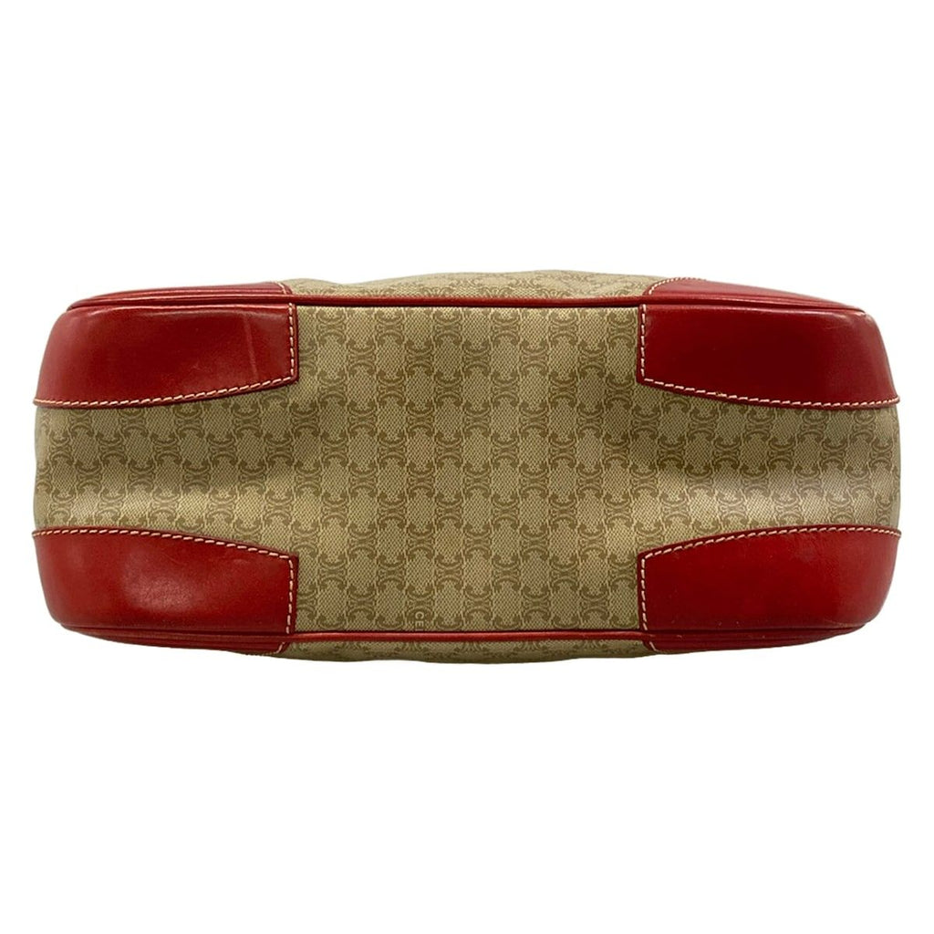 Celine Shoulder Bag Macadam Pattern Beige Red Leather — view 5