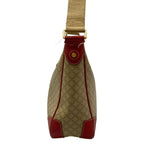 Celine Shoulder Bag Macadam Pattern Beige Red Leather — view 4