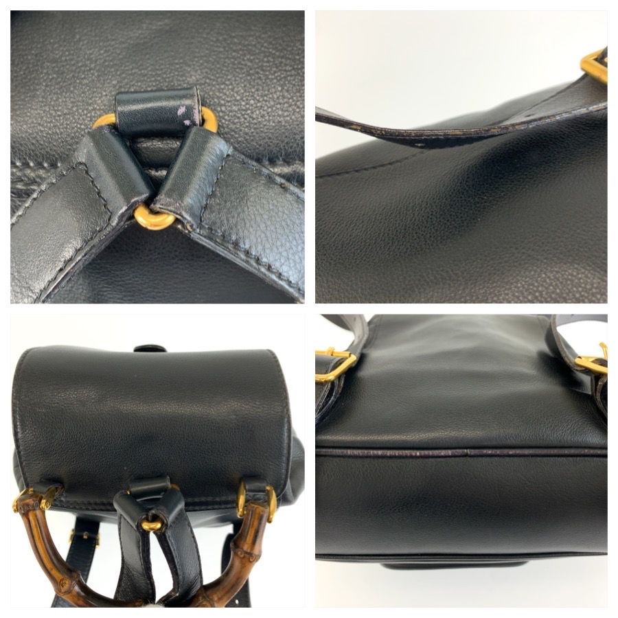 Gucci Vintage Bamboo Black Gold Leather 003 58 Backpack — view 6