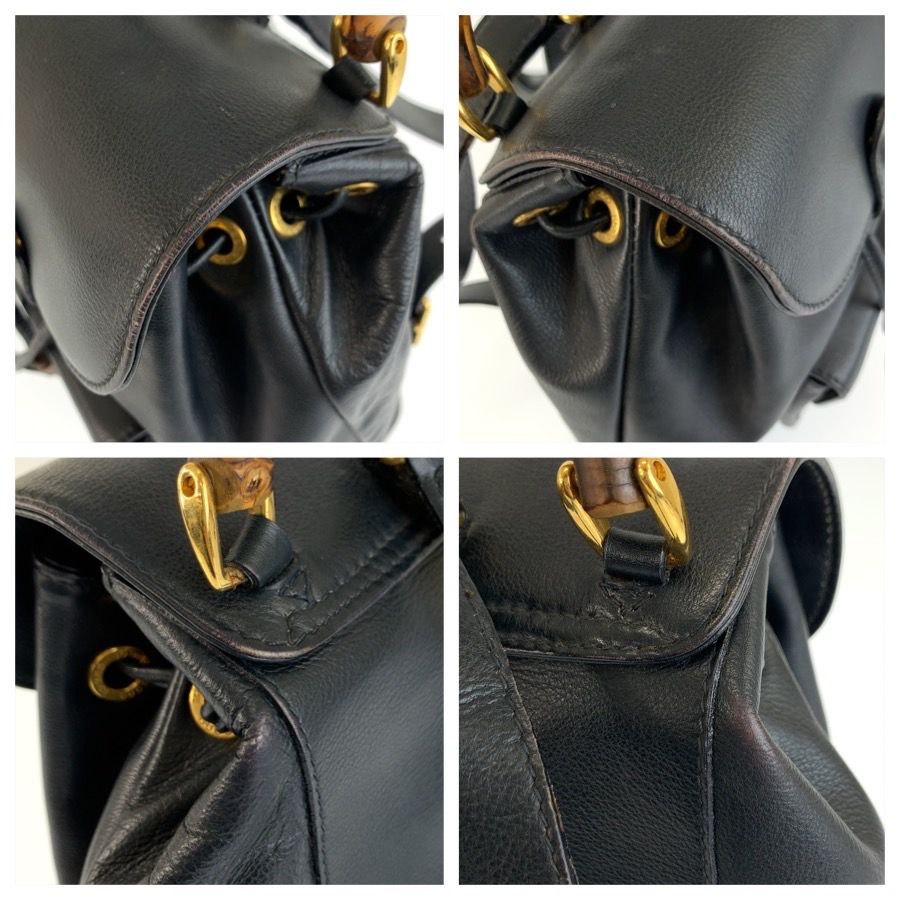 Gucci Vintage Bamboo Black Gold Leather 003 58 Backpack — view 5
