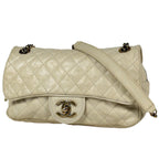 Chanel Shoulder Bag CC Logo Caviar Leather White