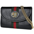 Gucci Shoulder Bag Rajah Web Leather Black