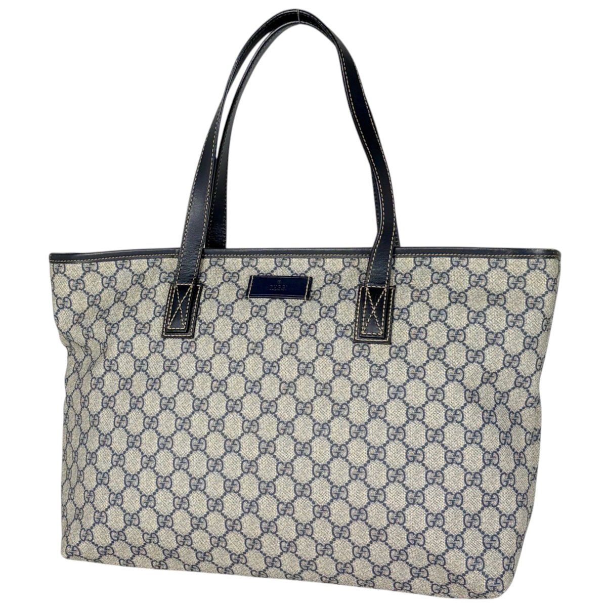 Gucci Tote Bag GG Pattern Beige Navy