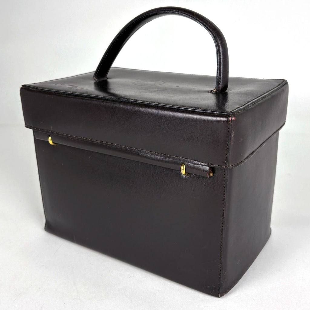 Celine Makeup Pouch Carriage Handbag Leather Brown — view 2