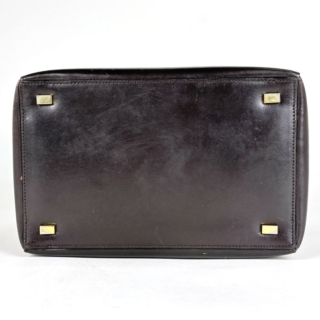 Celine Makeup Pouch Carriage Handbag Leather Brown — view 3